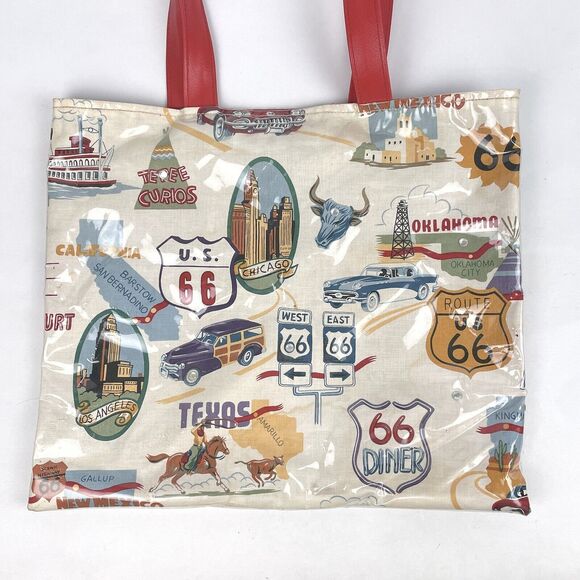 Route 66 State Highways Roads Cities Plastic Covering Handbag Cotton Bag Summer - Picture 2 of 15